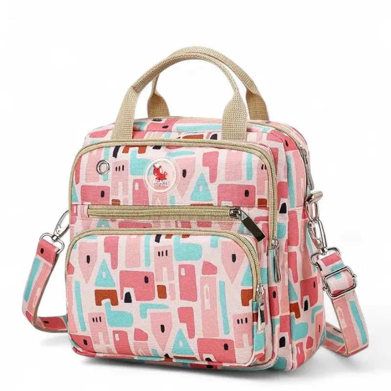 Sac à langer bébé imperméable avec motif coloré maison
