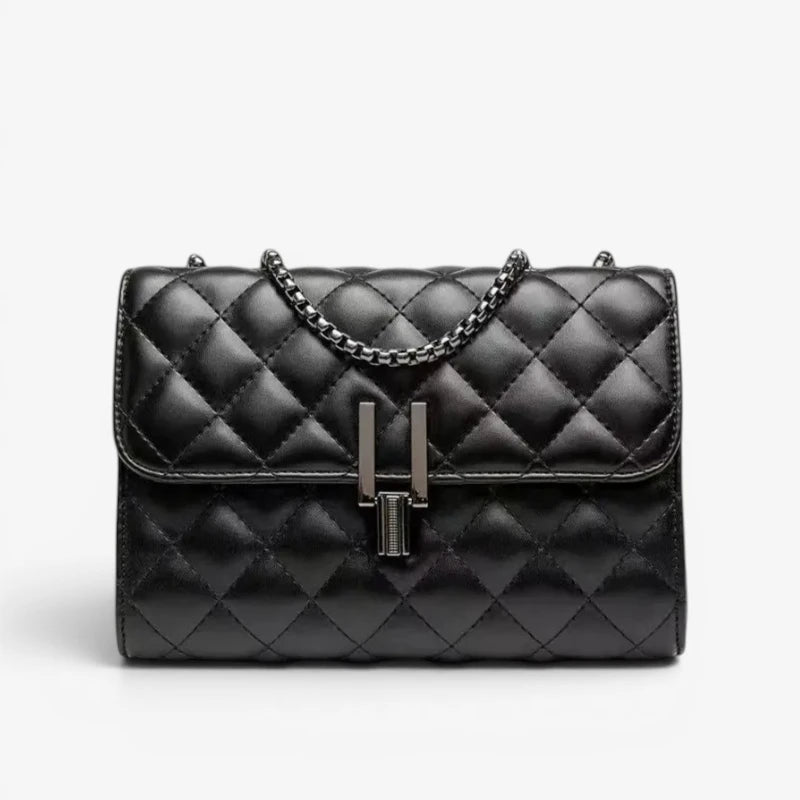 Sac à main matelassé noir avec chaîne 