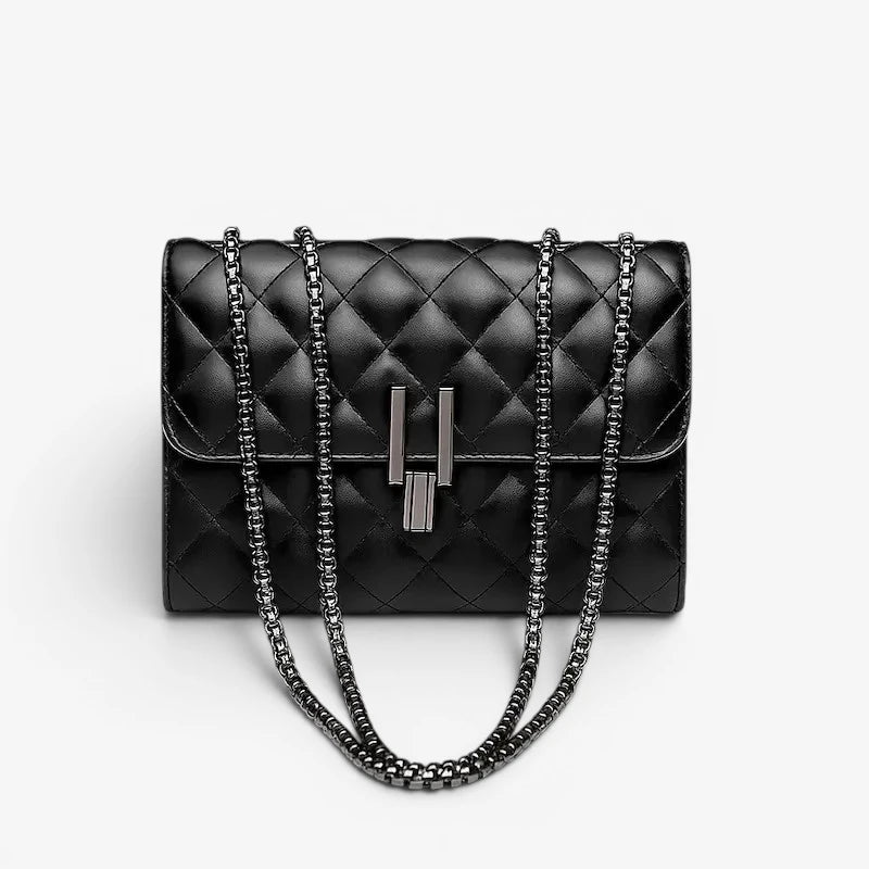Sac à main matelassé noir avec chaîne 