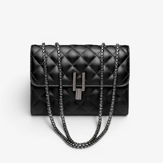 Sac à main matelassé noir avec chaîne 