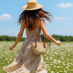 Sac à main paille tressée bohème – Élégant & naturel - Vignette | Sacs pour tous