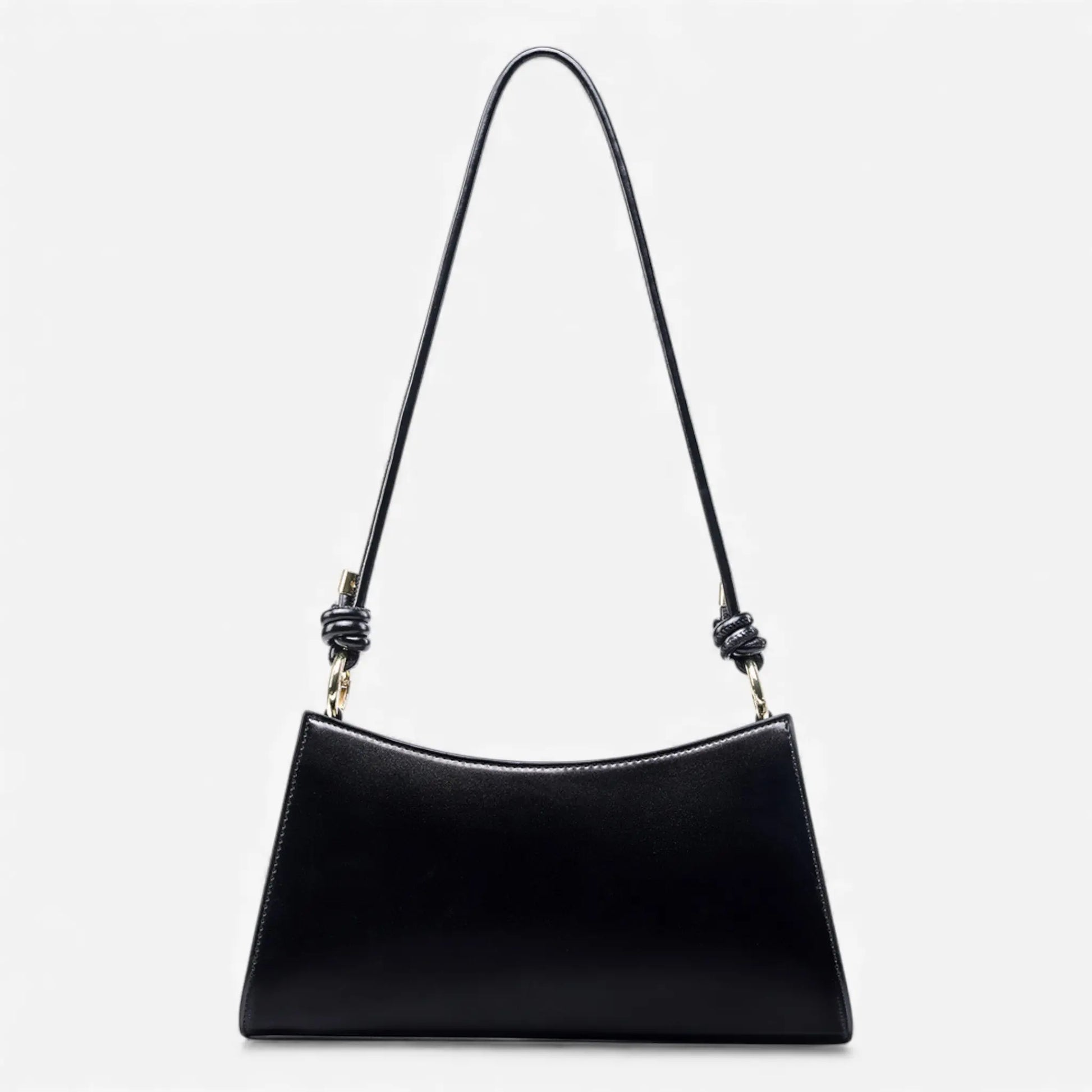 Sac baguette en cuir noir pour femme
