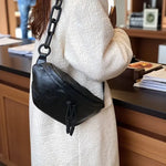 Sac banane femme cuir synthétique noir – Élégant et pratique - Vignette | Sacs pour tous