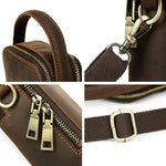 Sac bandoulière compact homme en cuir – style vintage brun - Vignette | Sacs pour tous