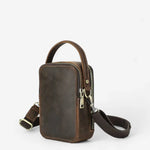 Sac bandoulière compact homme en cuir – style vintage brun - Vignette | Sacs pour tous