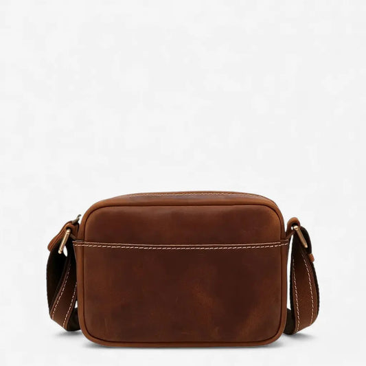 Sac bandoulière en cuir de vachette marron style vintage pour homme