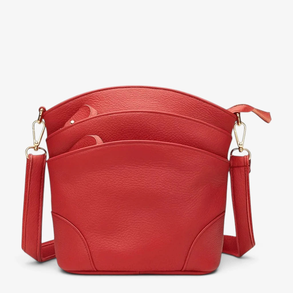 Sac à bandoulière en cuir véritable rouge élégant et pratique