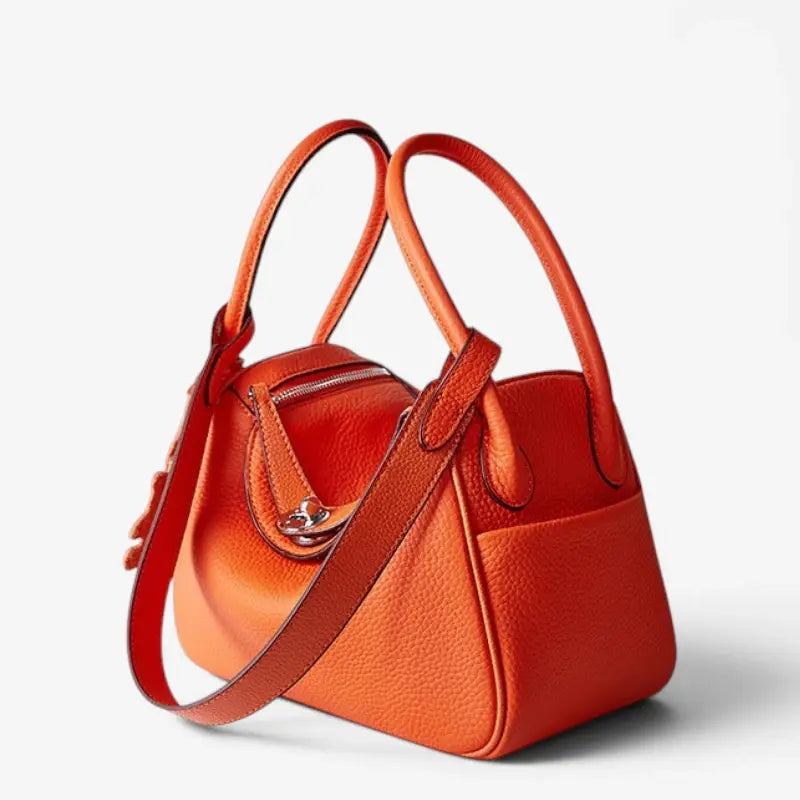 Sac bandoulière femme en cuir de vachette orange