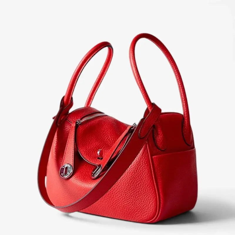 Sac bandoulière femme en cuir de vachette rouge