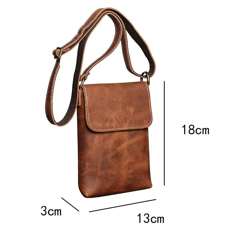 Dimensions du sac bandoulière en cuir véritable marron pour homme