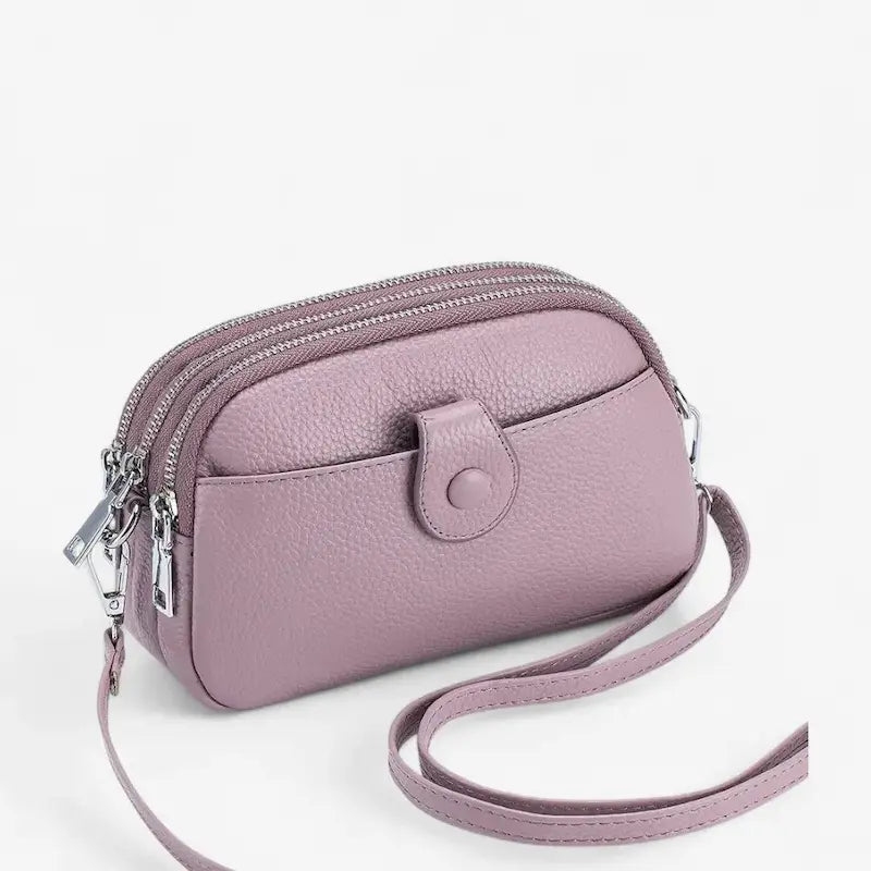 Petit sac bandoulière en cuir véritable violet pour femme