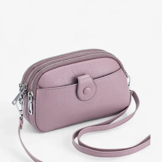 Petit sac bandoulière en cuir véritable violet pour femme