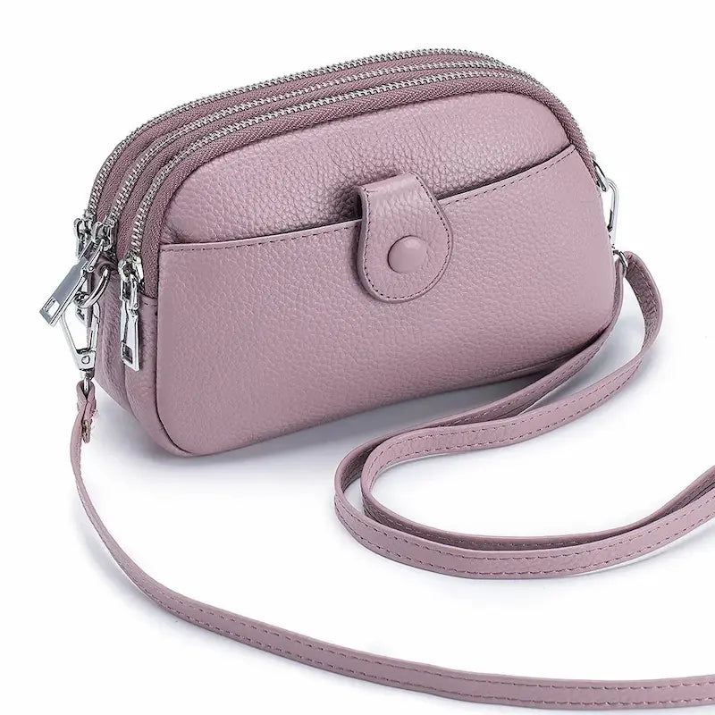 Petit sac bandoulière en cuir véritable violet pour femme