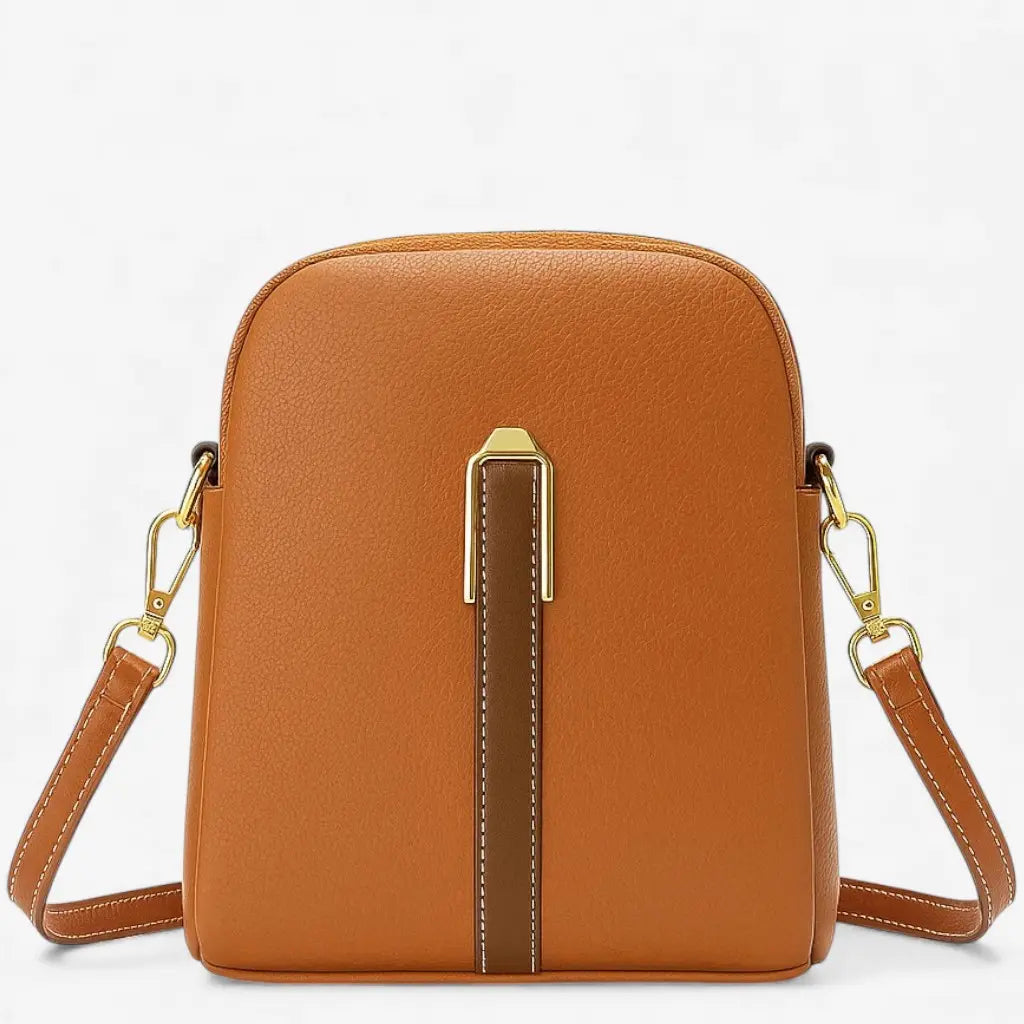 Sac bandoulière femme camel,  design compact élégant