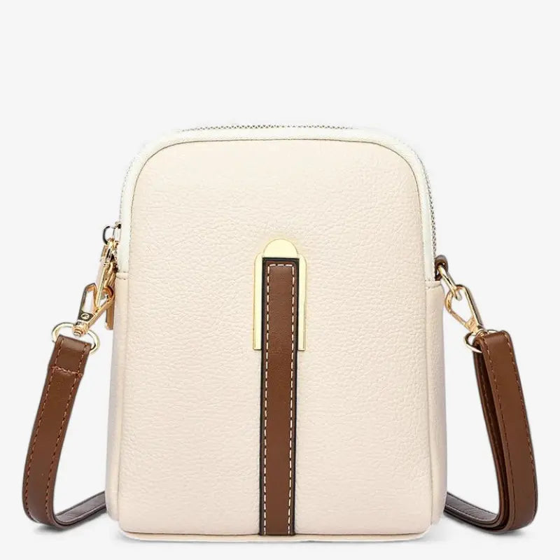 Sac bandoulière femme crème, design compact élégant