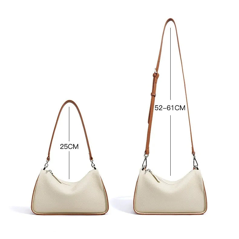 Sac bandoulière femme en cuir de vachette avec comparaison de port
