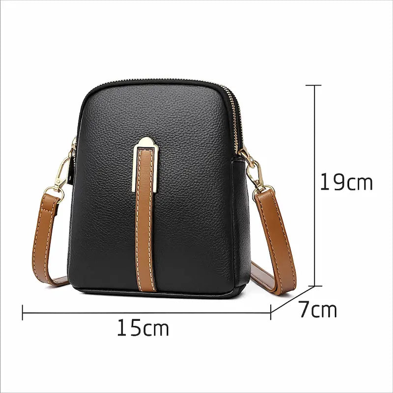 Sac bandoulière femme noir, dimensions 19 × 15 × 7 cm