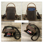 Sac bandoulière compact homme en cuir – style vintage brun - Vignette | Sacs pour tous