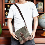 Sac bandoulière homme toile cirée et cuir – look vintage et usage quotidien - Vignette | Sacs pour tous