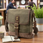 Sac bandoulière homme toile cirée et cuir – look vintage et usage quotidien - Vignette | Sacs pour tous