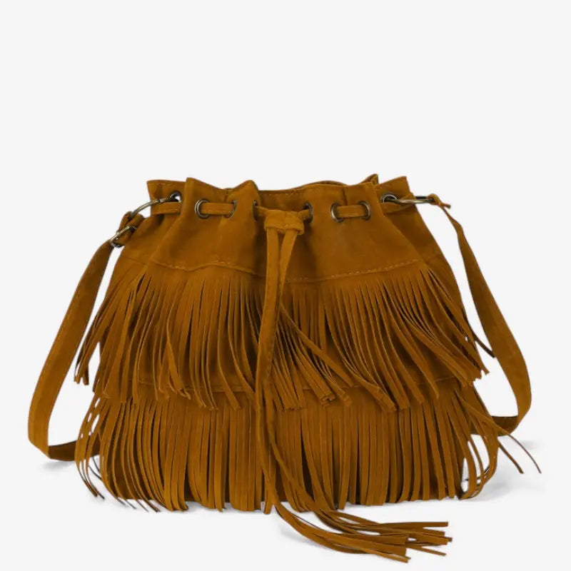 Sac bourse à franges modèle marron vue avant