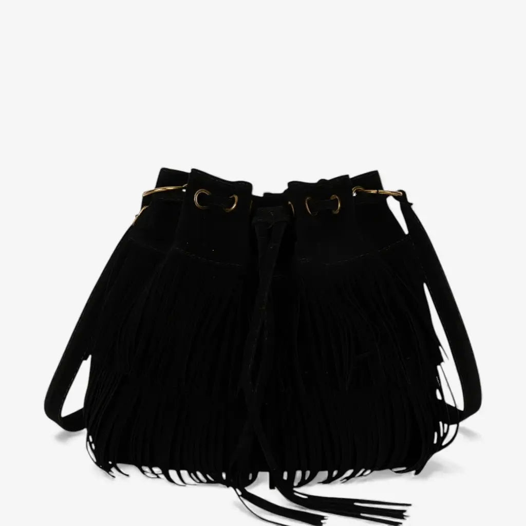 Sac bourse à franges modèle noir vue avant