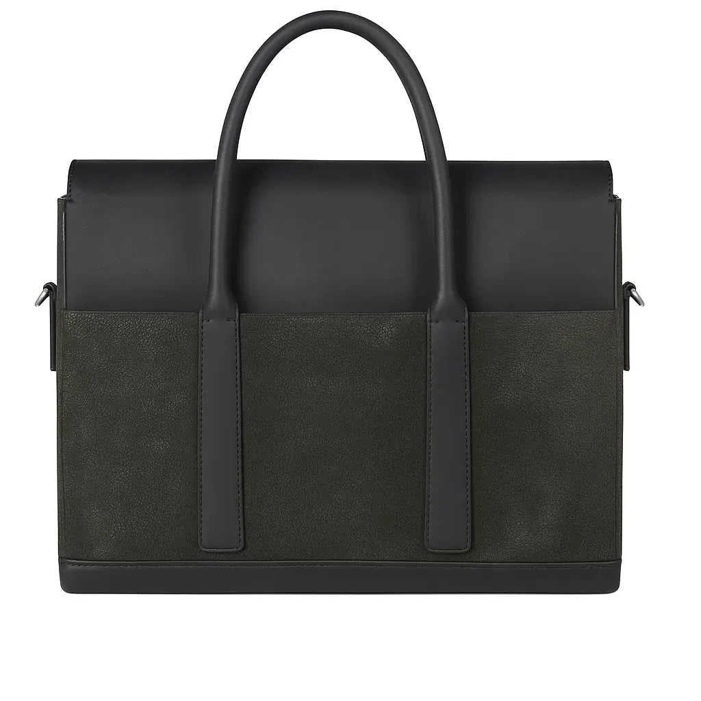 Vue arrière du sac business en cuir noir avec bandoulière