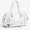 Sac cabas blanc en simili cuir PU avec bandoulière amovible, vue de face