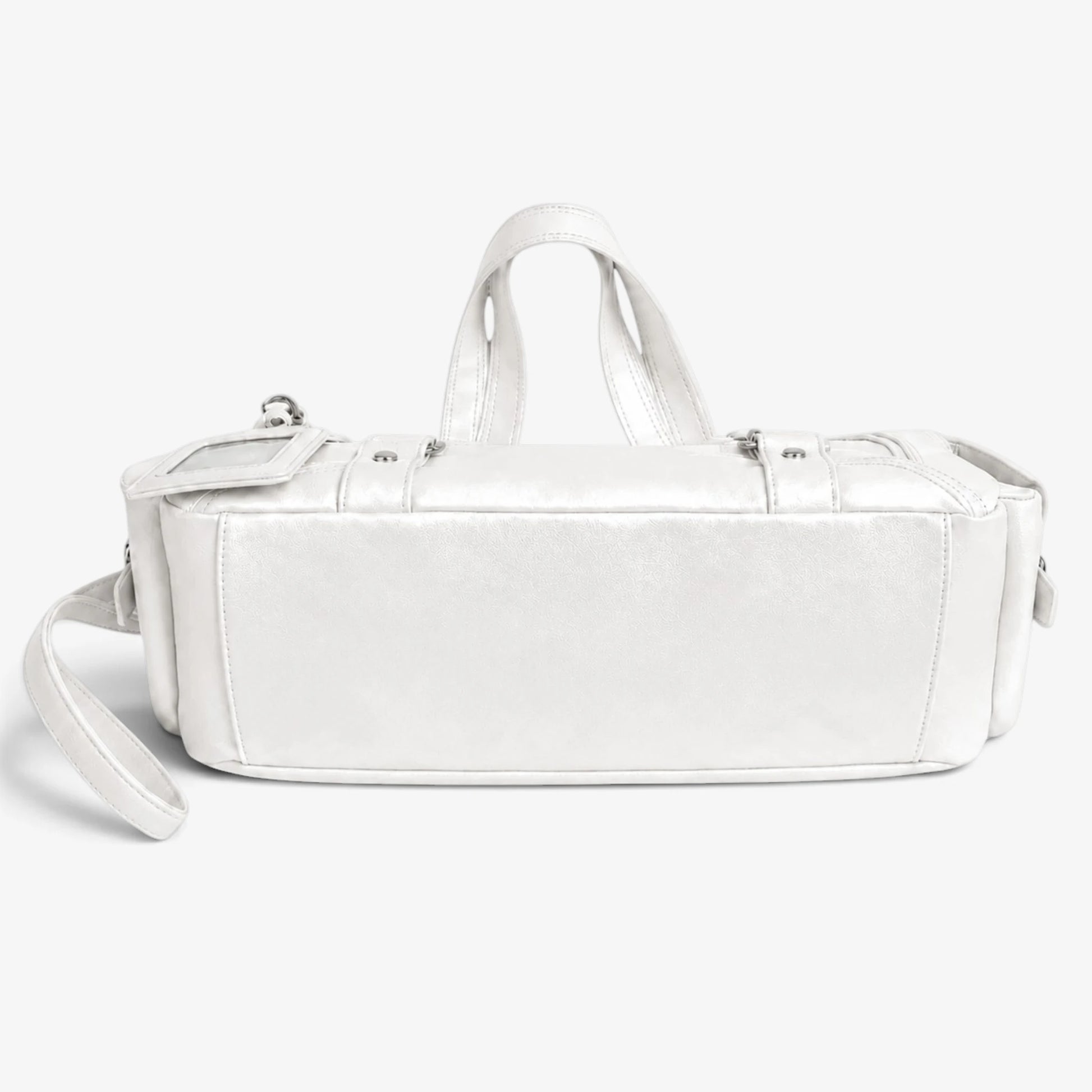 Dessous du sac cabas blanc avec bandoulière amovible