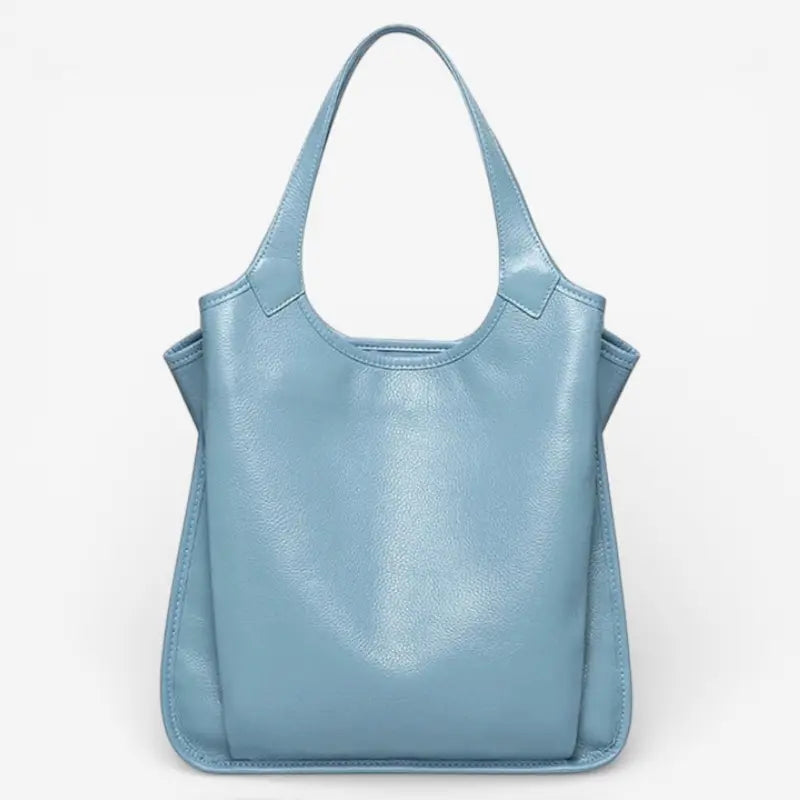 Sac cabas en cuir bleu clair pour femme, style chic et polyvalent