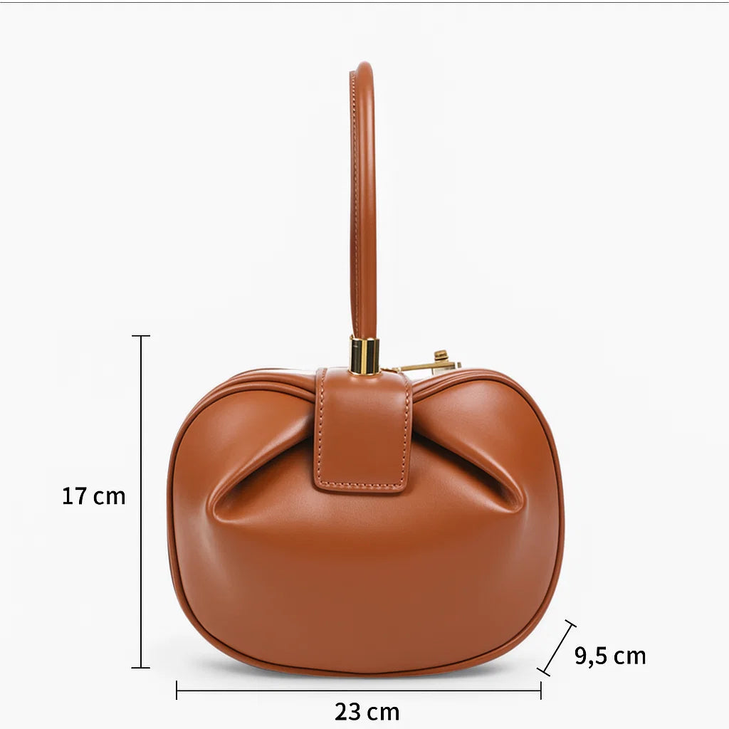 Sac cabas en cuir bombé marron dimensions 23 × 17 × 9,5 cm