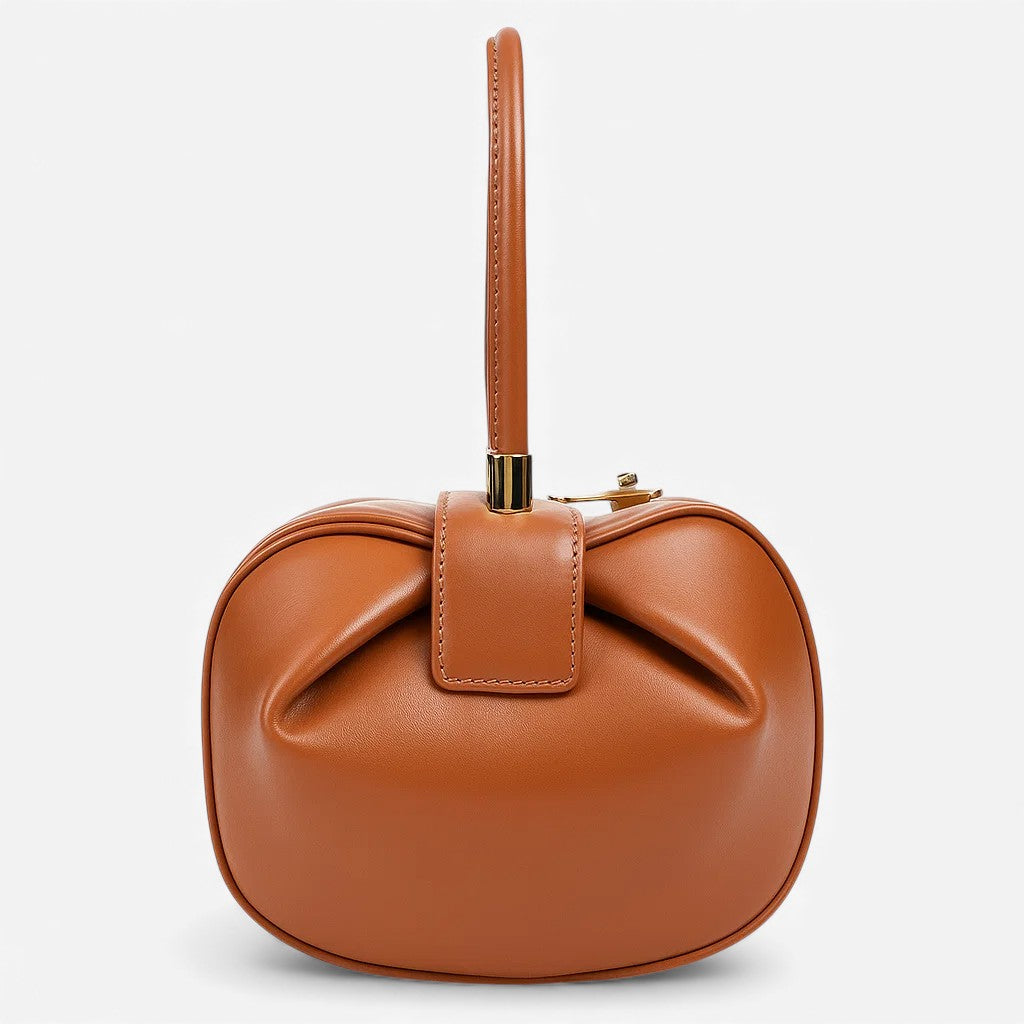 Sac cabas en cuir bombé marron grand modèle vu de face