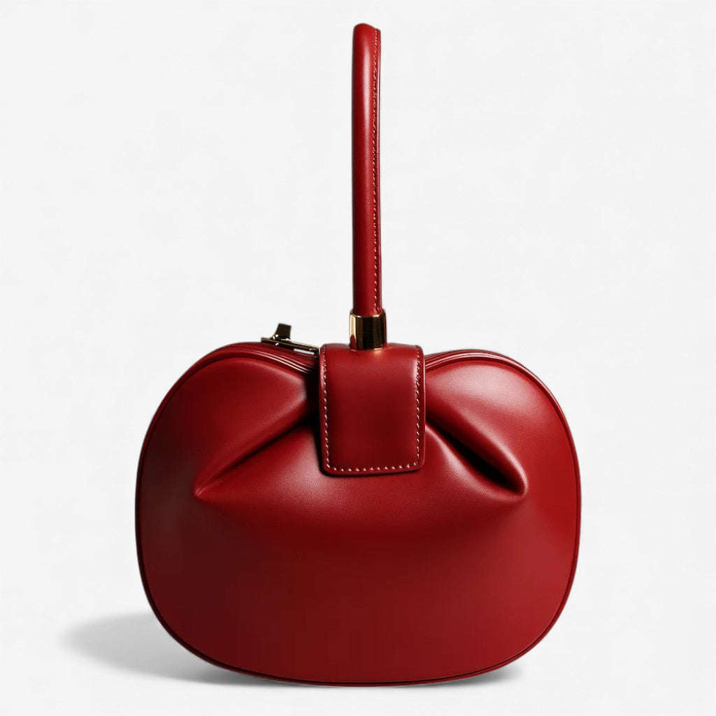 Sac cabas en cuir bombé rouge grand modèle vu de face