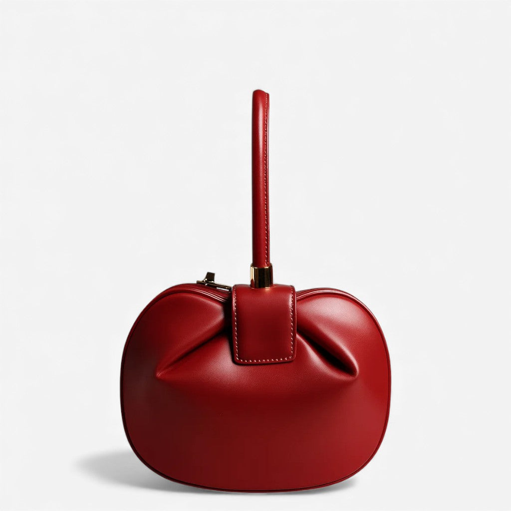 Sac cabas en cuir bombé rouge petit modèle vu de face