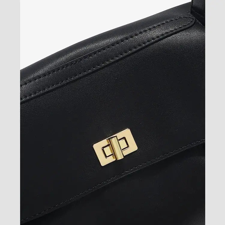 Fermoir métallique sac cabas cuir noir femme détail fermeture