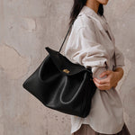 Sac cabas cuir pleine fleur noir femme avec rabat - Vignette | Sacs pour tous