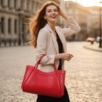 Sac cabas cuir pleine fleur femme – effet croco élégant - Vignette | Sacs pour tous