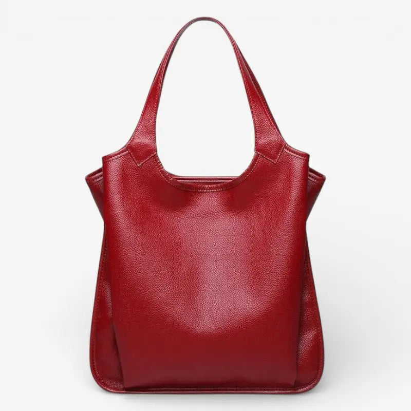 Sac cabas en cuir rouge pour femme avec anses larges et design élégant