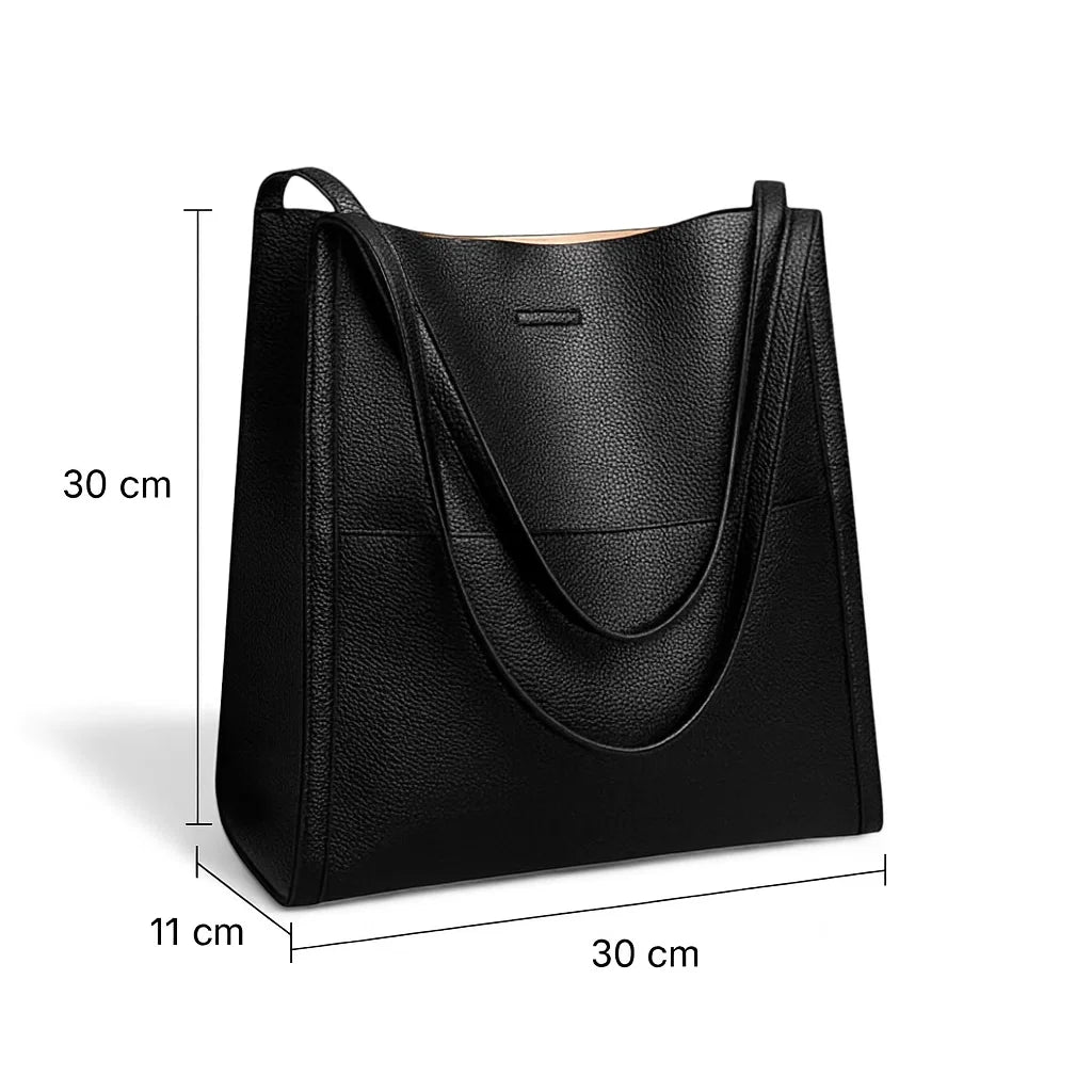 dimensions du sac cabas en cuir synthétique noir 30 × 11 × 30 cm
