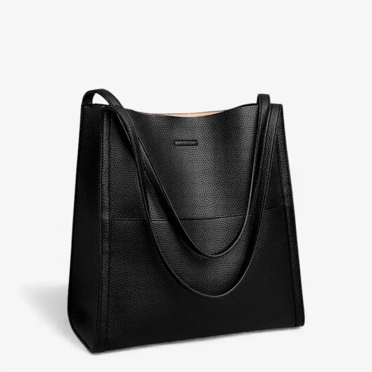 sac cabas en cuir synthétique noir pour femme, vue avant