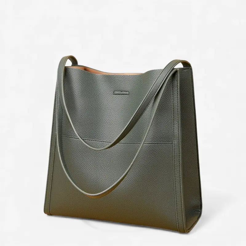 sac cabas en cuir synthétique vert pour femme, vue avant