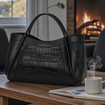 Sac cabas cuir pleine fleur femme – effet croco élégant - Vignette | Sacs pour tous