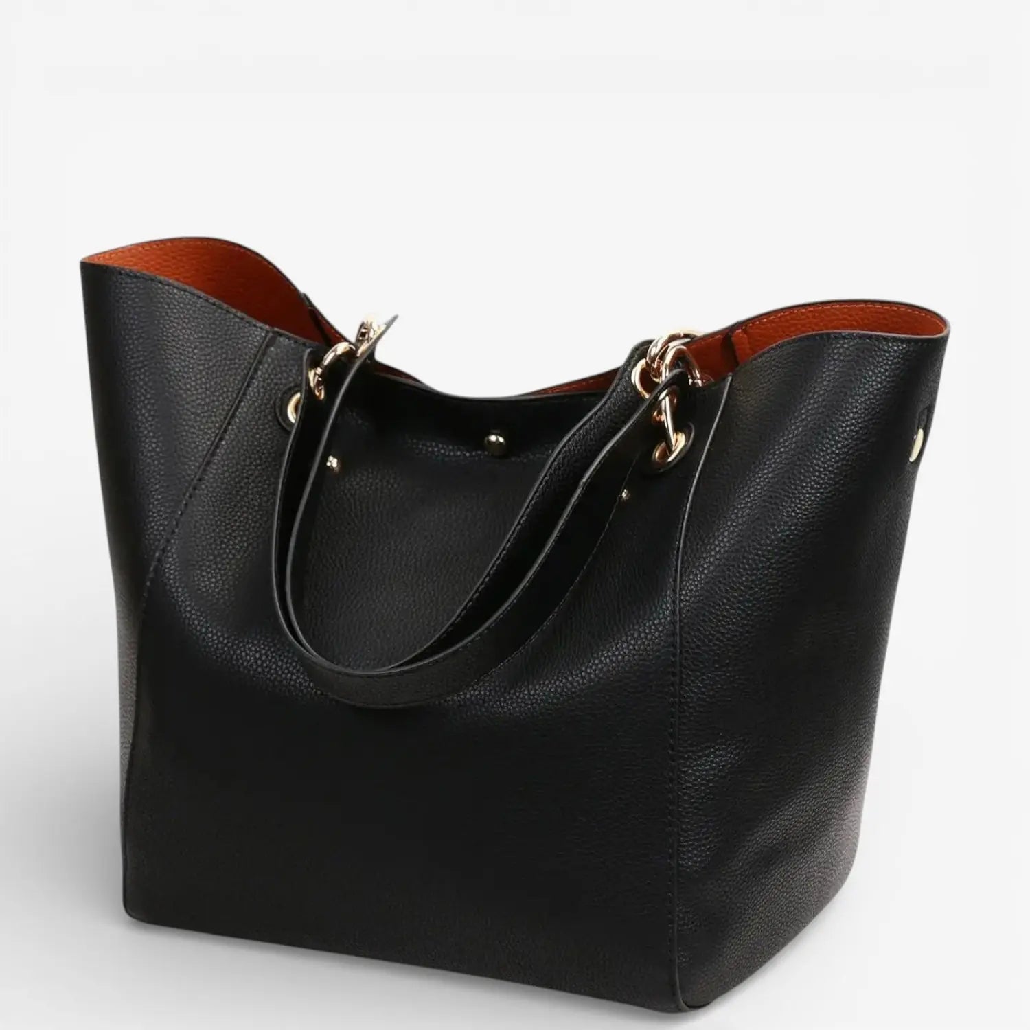 Sac cabas porté épaule pour femme en cuir végétalien marron, grand format élégant