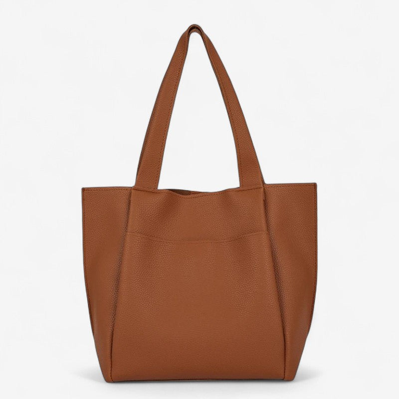 Sac cabas en cuir synthétique camel pour femme au design minimaliste et spacieuxs