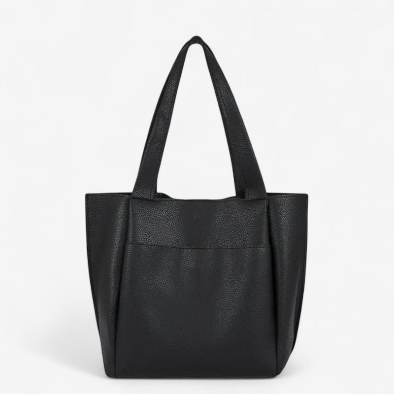 Sac cabas en cuir synthétique noir au design minimaliste