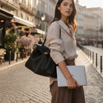 Sac cabas cuir pleine fleur noir femme avec rabat - Vignette | Sacs pour tous