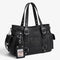 Sac cabas noir grande capacité avec doubles poignées et bandoulière amovible