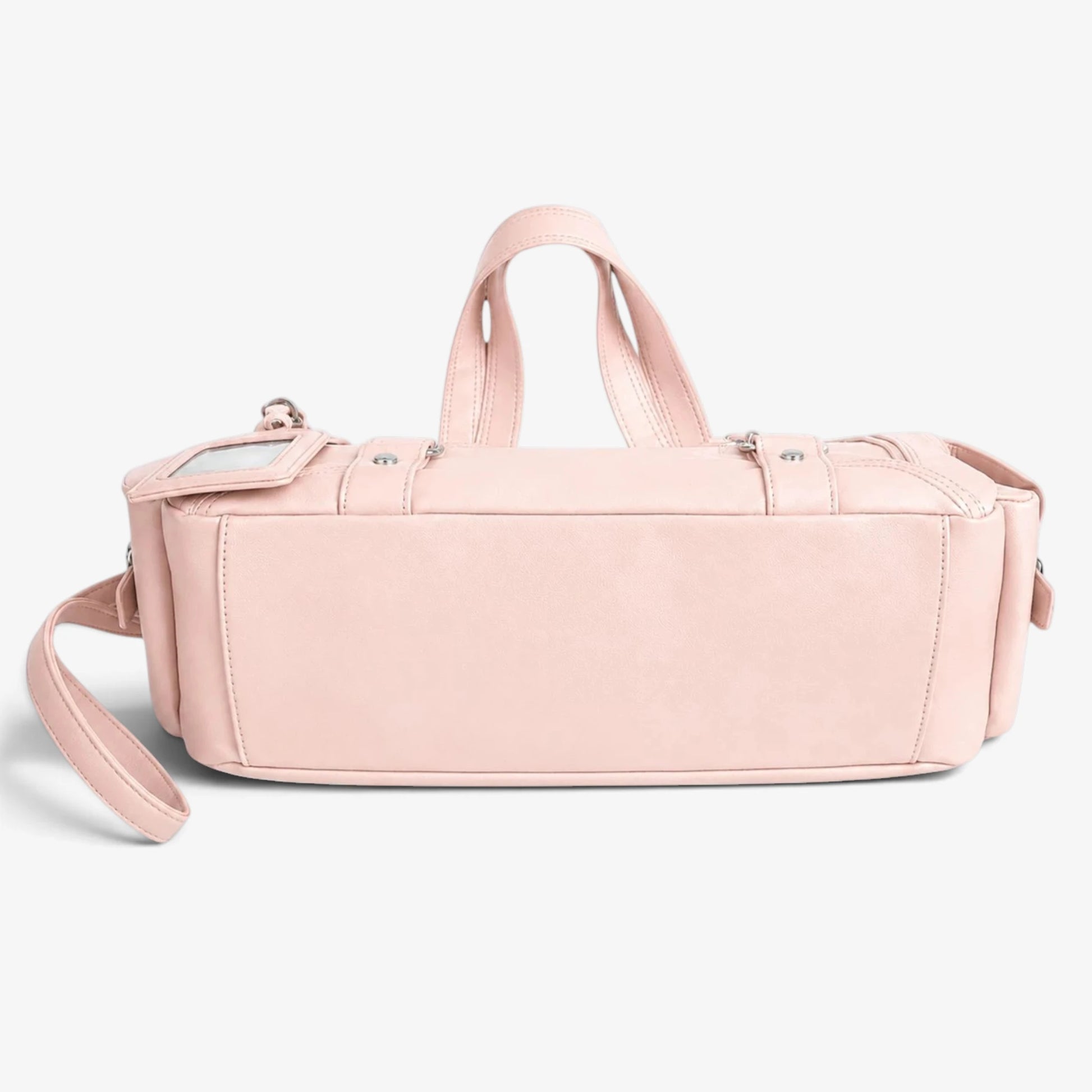 Vue du dessous du sac cabas rose
