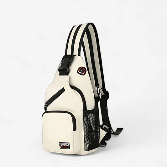 Sac convertible 2-en-1 blanc unisexe porté en sac de poitrine ou mini sac à dos