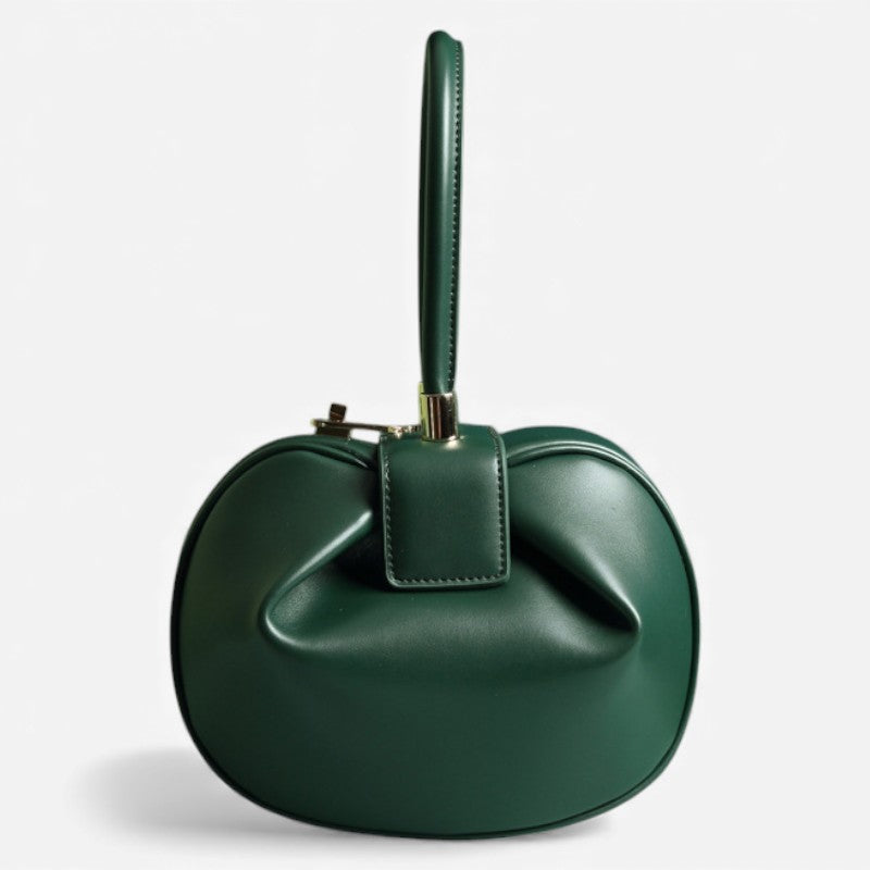 Vue de face du sac cabas en cuir bombé vert grand modèle
